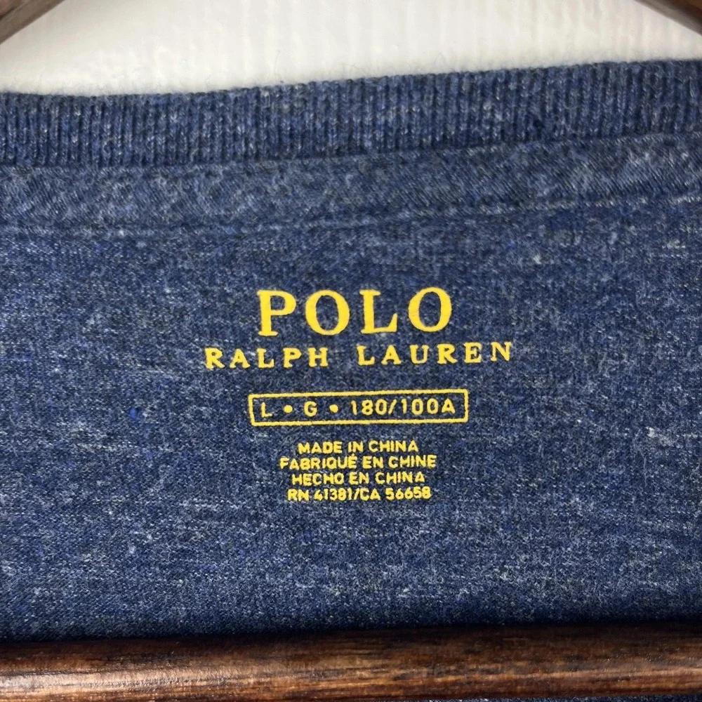 Polo Ralph Lauren Long Sleeve T Shirt Mens Large Blue Heather Pony Tee Crewneck